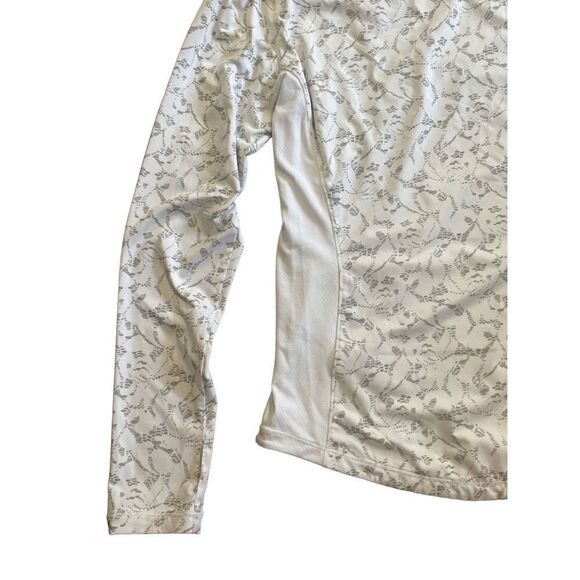 Betsey Johnson Floral Lace Print Sz M Long Sleeve Athletic Top Performance Gray - Picture 7 of 10